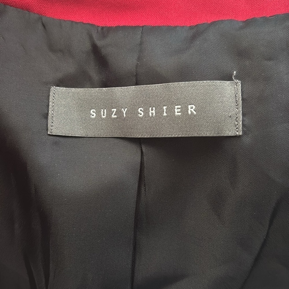 Suzy Shier Cropped Open Front Red Blazer Pointed Bottom Sz XS - Picture 6 of 7